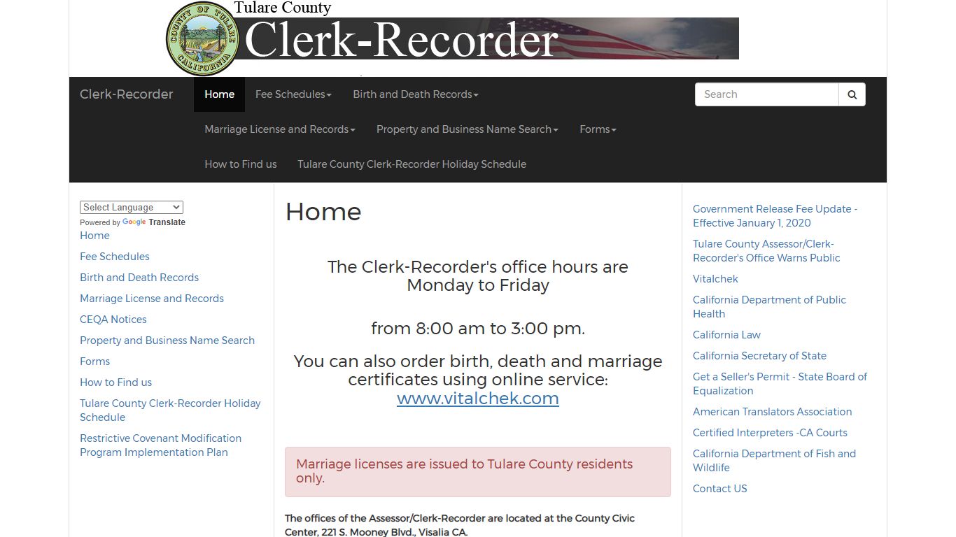 Home - Clerk-Recorder - Tulare County, California